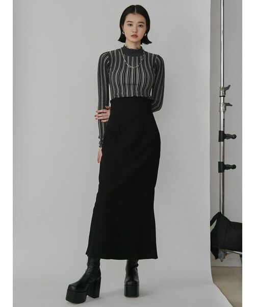 EMODA(エモダ)の「クラッシュショートリブニット(ニット/セーター・レディース・アイボリー/その他/その他1/ブラック・FREE)」の12枚目の写真