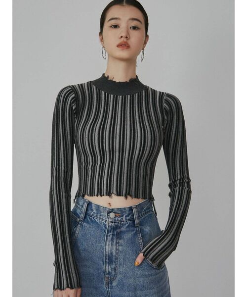 EMODA(エモダ)の「クラッシュショートリブニット(ニット/セーター・レディース・アイボリー/その他/その他1/ブラック・FREE)」の22枚目の写真