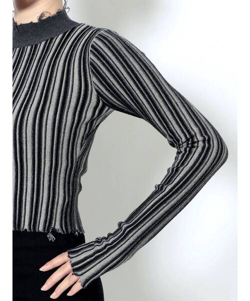 EMODA(エモダ)の「クラッシュショートリブニット(ニット/セーター・レディース・アイボリー/その他/その他1/ブラック・FREE)」の19枚目の写真