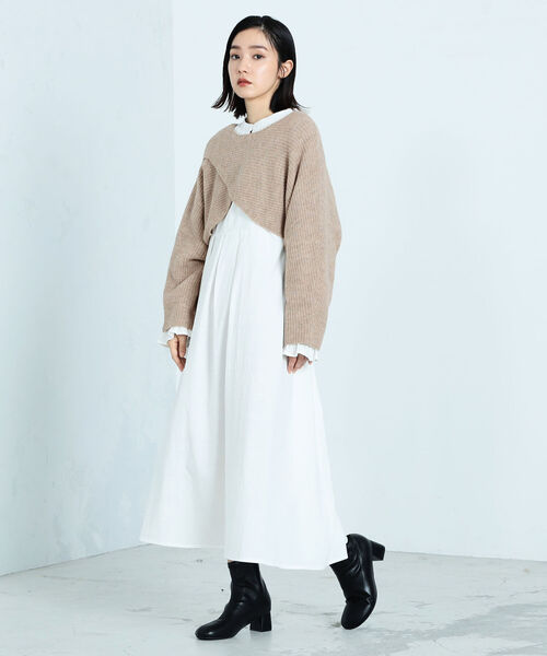 fredy emue(フレディエミュ)の「【セットアップ】ボレロニットセットワンピース(ワンピース・レディース・ブラック/オフホワイト・38)」の10枚目の写真