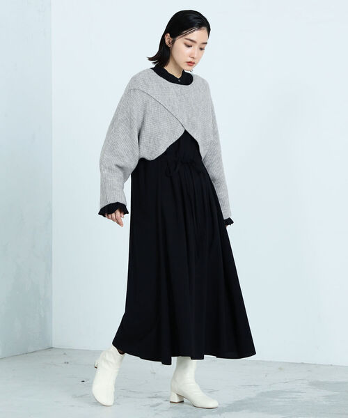 fredy emue(フレディエミュ)の「【セットアップ】ボレロニットセットワンピース(ワンピース・レディース・ブラック/オフホワイト・38)」の19枚目の写真