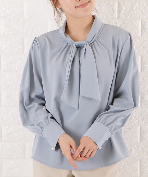 Lace Ladies(レースレディース)の「シフォンボウタイブラウス(シャツ/ブラウス・レディース・ブルーグレー/ベージュ/ブラック/ホワイト・FREE)」の3枚目の写真