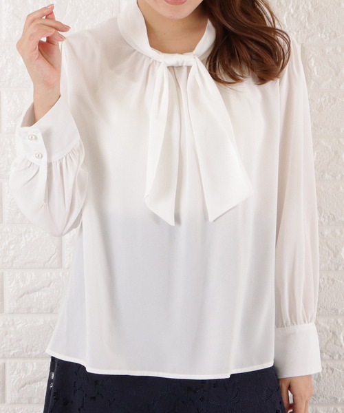 Sov.シフォンボウタイブラウス38ホワイト シフォンボウタイブラウス（シャツ/ブラウス）｜Lace Ladies