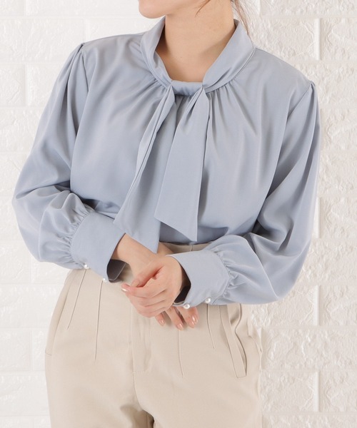 Lace Ladies(レースレディース)の「シフォンボウタイブラウス(シャツ/ブラウス・レディース・ブルーグレー/ベージュ/ブラック/ホワイト・FREE)」の18枚目の写真