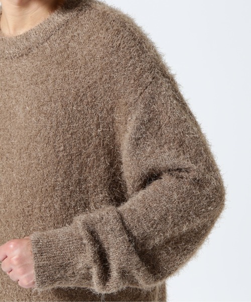 LUSOR（ルーソル）の「LUSOR（ルーソル）Feather Mole Yarn CN ニット（ニット/セーター・メンズ・グリーン/ブラック/ベージュ・F）」の9枚目の写真