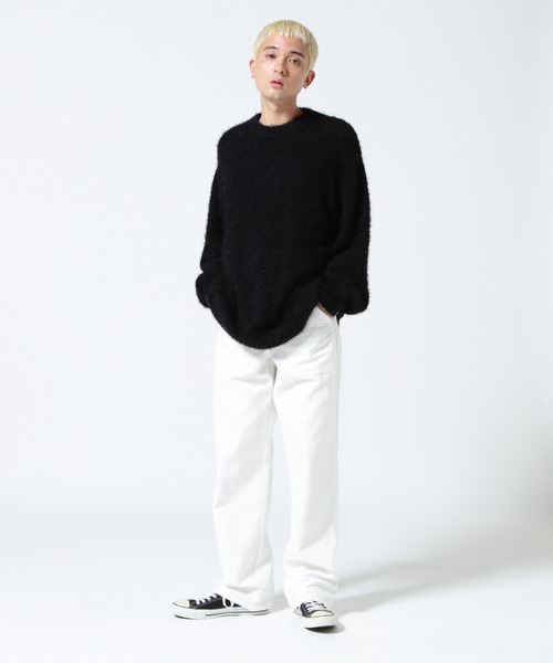 LUSOR（ルーソル）の「LUSOR（ルーソル）Feather Mole Yarn CN ニット（ニット/セーター・メンズ・グリーン/ブラック/ベージュ・F）」の5枚目の写真