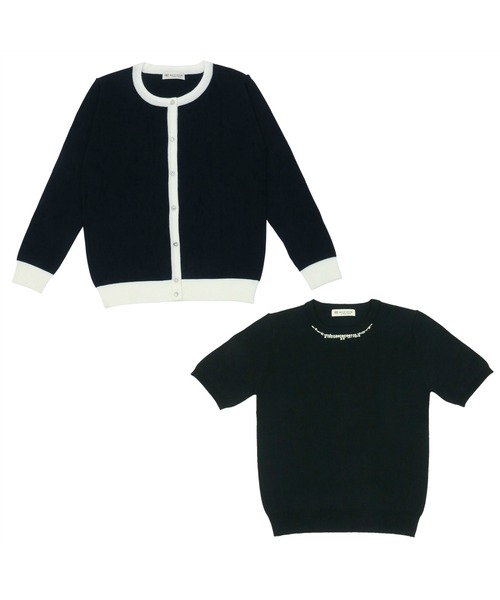 TOKYO SHIRTS（トウキョウシャツ）の「ビジュー配色 アンサンブルニット（アンサンブル・レディース・ネイビー/トップグレー・M/L）」の5枚目の写真