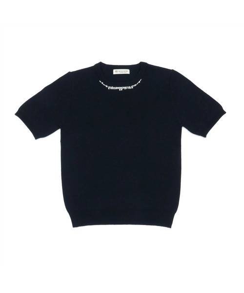 TOKYO SHIRTS（トウキョウシャツ）の「ビジュー配色 アンサンブルニット（アンサンブル・レディース・ネイビー/トップグレー・M/L）」の3枚目の写真