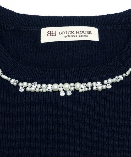 TOKYO SHIRTS（トウキョウシャツ）の「ビジュー配色 アンサンブルニット（アンサンブル・レディース・ネイビー/トップグレー・M/L）」の12枚目の写真