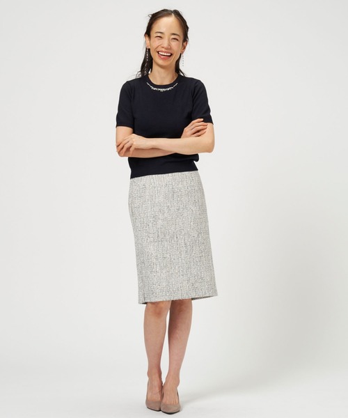 TOKYO SHIRTS（トウキョウシャツ）の「ビジュー配色 アンサンブルニット（アンサンブル・レディース・ネイビー/トップグレー・M/L）」の9枚目の写真