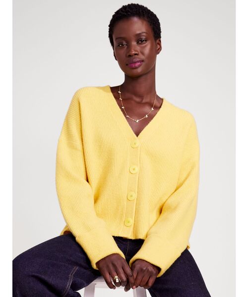 kate spade new york(ケイトスペード ニューヨーク)の「リブニット カーディガン(カーディガン/ボレロ・レディース・イエロー・X-SMALL)」の2枚目の写真