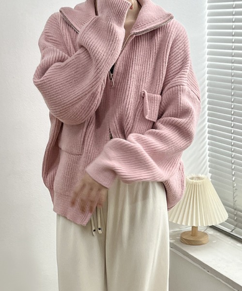 MANGROVE（マングローブ）の「ポケットジッパーカーディガン（ニット/セーター・レディース・ピンク/イエロー/ライトブルー/アイボリー/ブルー・FREE）」の19枚目の写真