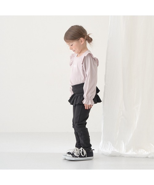Lycee mine(リセマイン)の「【エニウェアシリーズ】フリルフリルスリムパンツ(その他パンツ・キッズ・ベージュ系/ミント/サックスブルー系/ブラック/ラベンダー/アイボリー・100cm/110cm/120cm/130cm/140cm)」の12枚目の写真