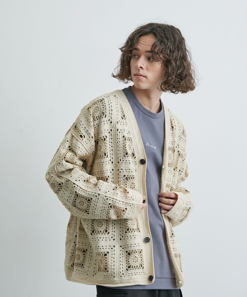 JUNRED（ジュンレッド）の「【 UNISEX 】クロシェルーズカーディガン（カーディガン/ボレロ・メンズ・ブラック/オフホワイト/グリーン/ベージュ・L/M）」の6枚目の写真