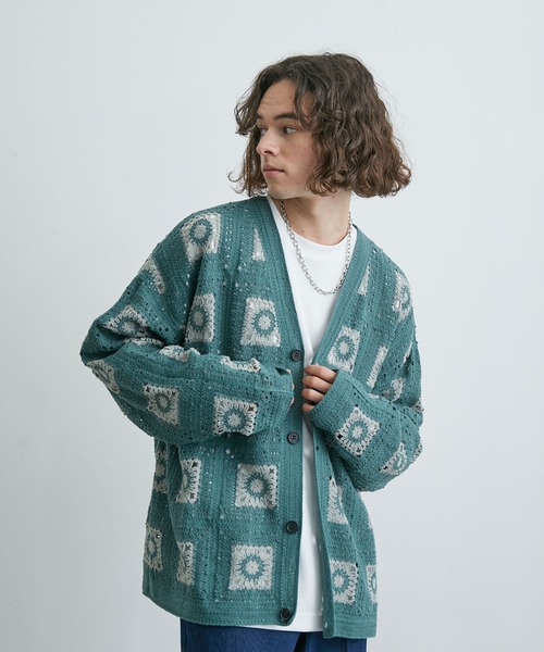 JUNRED（ジュンレッド）の「【 UNISEX 】クロシェルーズカーディガン（カーディガン/ボレロ・メンズ・ブラック/オフホワイト/グリーン/ベージュ・L/M）」の10枚目の写真