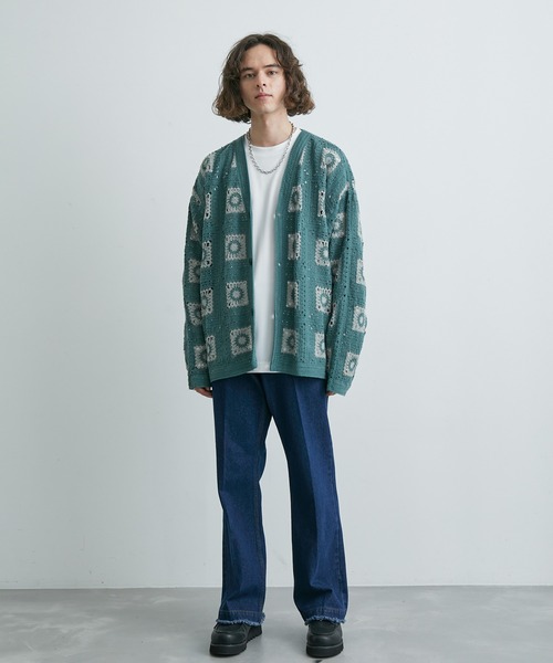 JUNRED（ジュンレッド）の「【 UNISEX 】クロシェルーズカーディガン（カーディガン/ボレロ・メンズ・ブラック/オフホワイト/グリーン/ベージュ・L/M）」の15枚目の写真