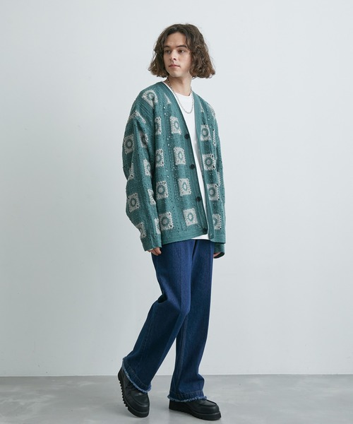 JUNRED（ジュンレッド）の「【 UNISEX 】クロシェルーズカーディガン（カーディガン/ボレロ・メンズ・ブラック/オフホワイト/グリーン/ベージュ・L/M）」の16枚目の写真