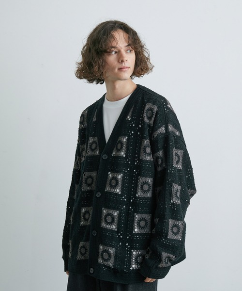JUNRED（ジュンレッド）の「【 UNISEX 】クロシェルーズカーディガン（カーディガン/ボレロ・メンズ・ブラック/オフホワイト/グリーン/ベージュ・L/M）」の18枚目の写真
