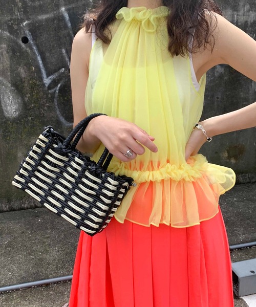 Casselini(キャセリーニ)の「Casselini(キャセリーニ)パターンマルシェショルダー(ショルダーバッグ・レディース・ブラック/ピンク/オレンジ/ブルー・FREE)」の8枚目の写真