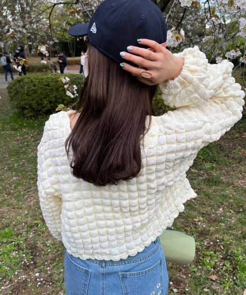 nemne store(ネンネストア)の「前後2wayポップコーンカーディガン(カーディガン/ボレロ・レディース・パープル/ブラック/アイボリー・フリー)」の7枚目の写真