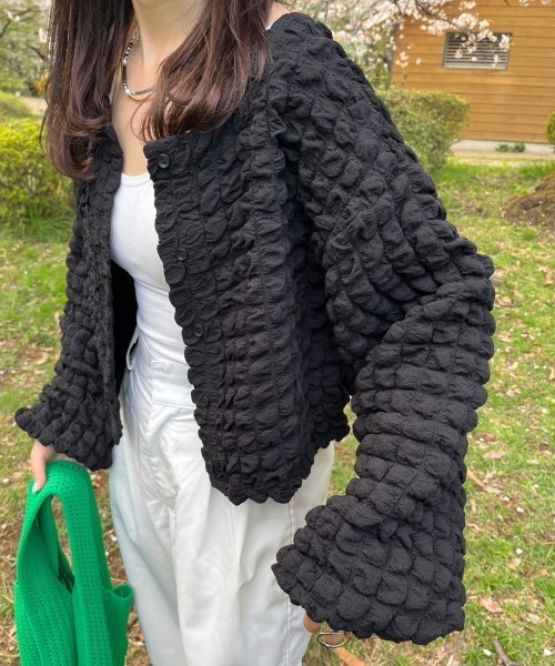 nemne store(ネンネストア)の「前後2wayポップコーンカーディガン(カーディガン/ボレロ・レディース・パープル/ブラック/アイボリー・フリー)」の22枚目の写真