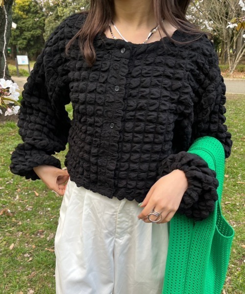 nemne store(ネンネストア)の「前後2wayポップコーンカーディガン(カーディガン/ボレロ・レディース・パープル/ブラック/アイボリー・フリー)」の21枚目の写真