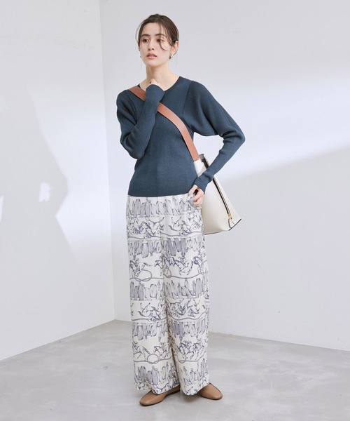 ROPE'(ロペ)の「リブフォルムスリーブニット(ニット/セーター・レディース・ホワイト/ミント/ネイビー・38)」の10枚目の写真