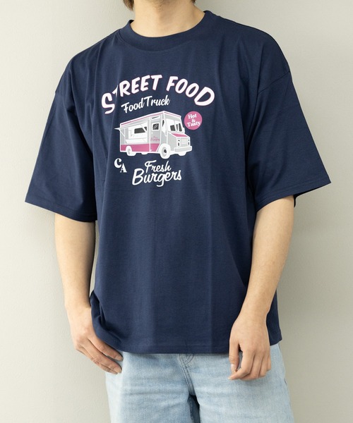 STYLEBLOCK(スタイルブロック)の「半袖プリントBIGTシャツ(Tシャツ/カットソー・メンズ・ホワイト/ネイビー/イエロー・M/L/LL)」の3枚目の写真