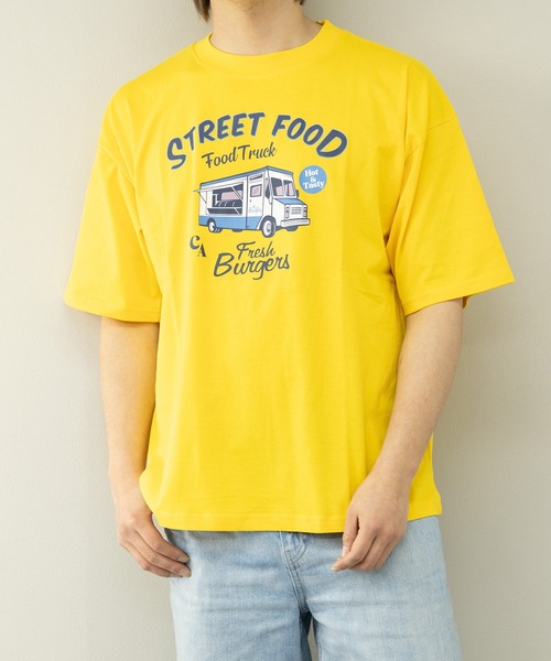 STYLEBLOCK(スタイルブロック)の「半袖プリントBIGTシャツ(Tシャツ/カットソー・メンズ・ホワイト/ネイビー/イエロー・M/L/LL)」の1枚目の写真