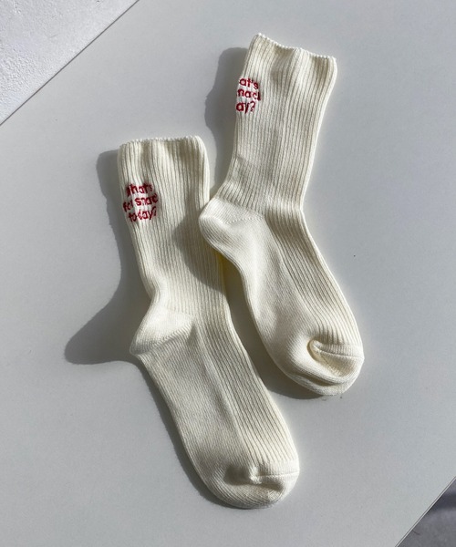 DouDou（ドゥドゥ）の「ロゴソックス（ソックス/靴下・レディース・ホワイト/ブラック/グリーン・FREE）」の4枚目の写真