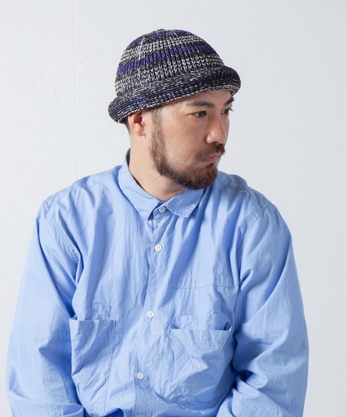セール】Japanese Paper Border Knit Cap / 和紙混紡ボーダーニット