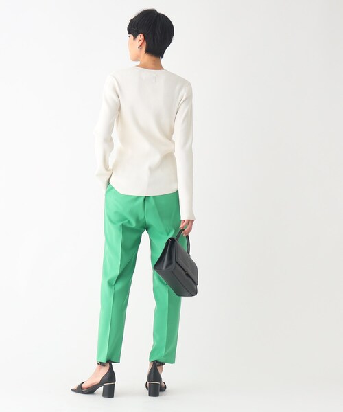 OPAQUE.CLIP（オペークドットクリップ）の「◆オーガニックコットン リブニットプルオーバー【UVケア/洗濯機洗い可】（ニット/セーター・レディース・ブラック/オフホワイト/レモンイエロー/ホワイト系5・42/36/40/38）」の8枚目の写真