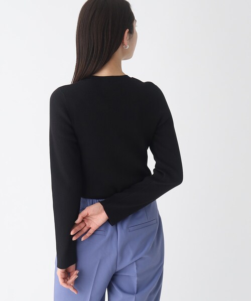 OPAQUE.CLIP（オペークドットクリップ）の「◆オーガニックコットン リブニットプルオーバー【UVケア/洗濯機洗い可】（ニット/セーター・レディース・ブラック/オフホワイト/レモンイエロー/ホワイト系5・42/36/40/38）」の12枚目の写真