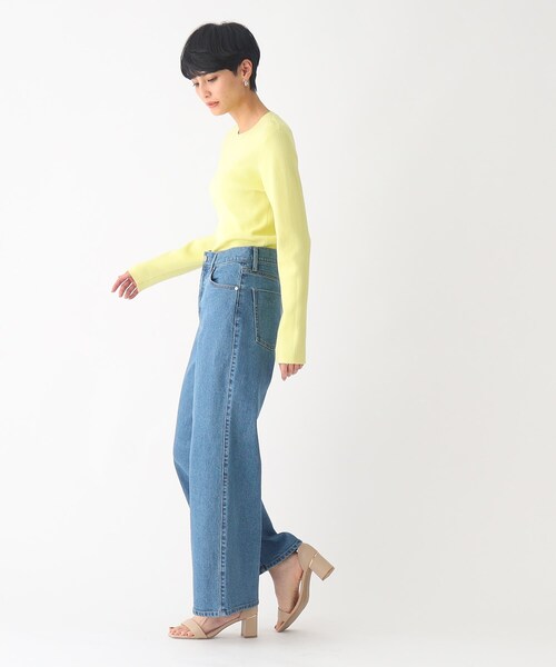 OPAQUE.CLIP（オペークドットクリップ）の「◆オーガニックコットン リブニットプルオーバー【UVケア/洗濯機洗い可】（ニット/セーター・レディース・ブラック/オフホワイト/レモンイエロー/ホワイト系5・42/36/40/38）」の7枚目の写真