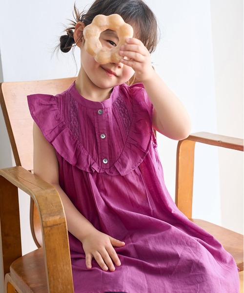 ROPE' PICNIC（ロペピクニック）の「【KIDS】リンクコーデ/INDIAフレア袖ブラウス（シャツ/ブラウス・キッズ・ブルー/ワイン・130/140/150/120）」の2枚目の写真