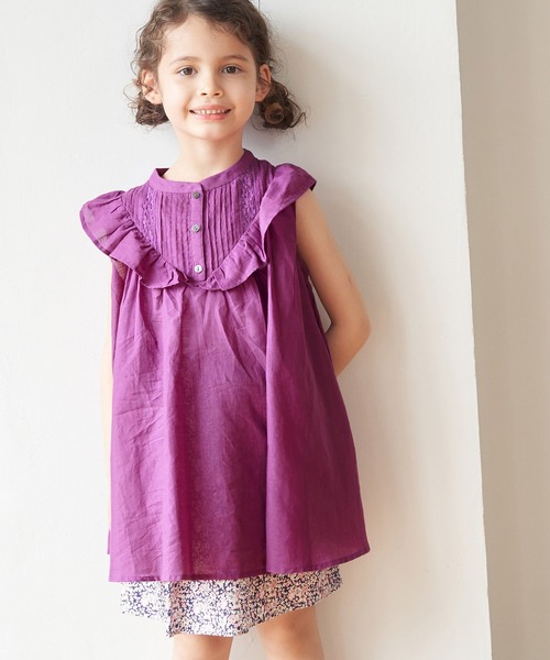 ROPE' PICNIC（ロペピクニック）の「【KIDS】リンクコーデ/INDIAフレア袖ブラウス（シャツ/ブラウス・キッズ・ブルー/ワイン・130/140/150/120）」の5枚目の写真