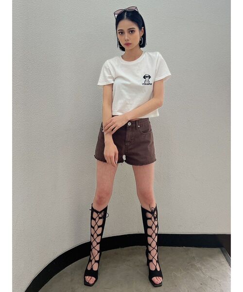 GYDA（ジェイダ）の「GYDA-LMATIANショートTシャツ（Tシャツ/カットソー・レディース・ブラック/ベージュ/オフホワイト・FREE）」の9枚目の写真