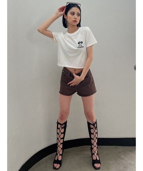 GYDA（ジェイダ）の「GYDA-LMATIANショートTシャツ（Tシャツ/カットソー・レディース・ブラック/ベージュ/オフホワイト・FREE）」の19枚目の写真