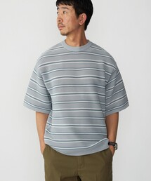 SHIPS:〈手洗い可能〉 AMOSSA(R) メッシュ ボーダー ニット Tシャツ