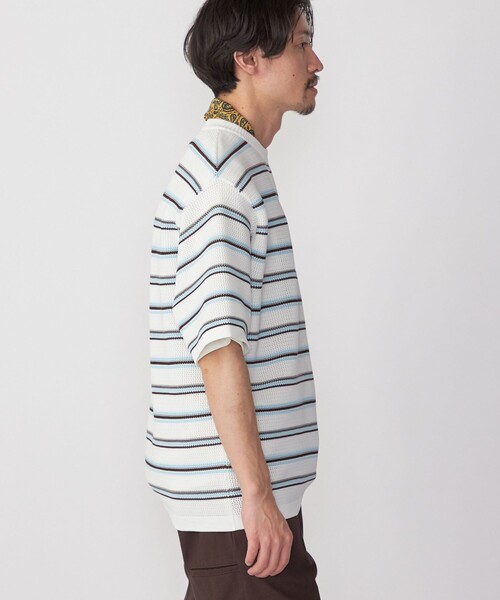SHIPS(シップス)の「SHIPS:〈手洗い可能〉 AMOSSA(R) メッシュ ボーダー ニット Tシャツ(ニット/セーター・メンズ・ホワイト/ライトグレー/ネイビー・SMALL/MEDIUM/LARGE/X-LARGE)」の19枚目の写真