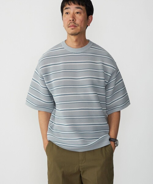 SHIPS: japan quality AMOSSA(R) リンクス チェック ニットTシャツ