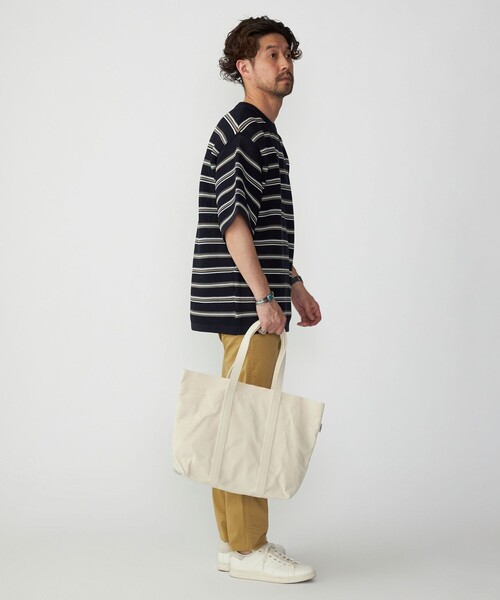 SHIPS(シップス)の「SHIPS:〈手洗い可能〉 AMOSSA(R) メッシュ ボーダー ニット Tシャツ(ニット/セーター・メンズ・ホワイト/ライトグレー/ネイビー・SMALL/MEDIUM/LARGE/X-LARGE)」の4枚目の写真