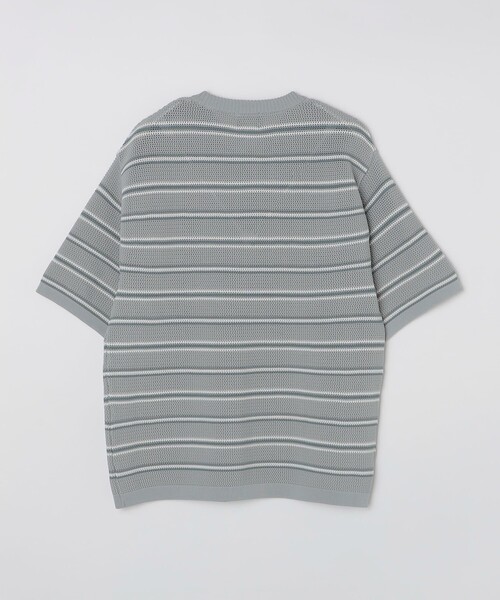 SHIPS(シップス)の「SHIPS:〈手洗い可能〉 AMOSSA(R) メッシュ ボーダー ニット Tシャツ(ニット/セーター・メンズ・ホワイト/ライトグレー/ネイビー・SMALL/MEDIUM/LARGE/X-LARGE)」の11枚目の写真