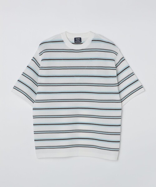 SHIPS(シップス)の「SHIPS:〈手洗い可能〉 AMOSSA(R) メッシュ ボーダー ニット Tシャツ(ニット/セーター・メンズ・ホワイト/ライトグレー/ネイビー・SMALL/MEDIUM/LARGE/X-LARGE)」の12枚目の写真