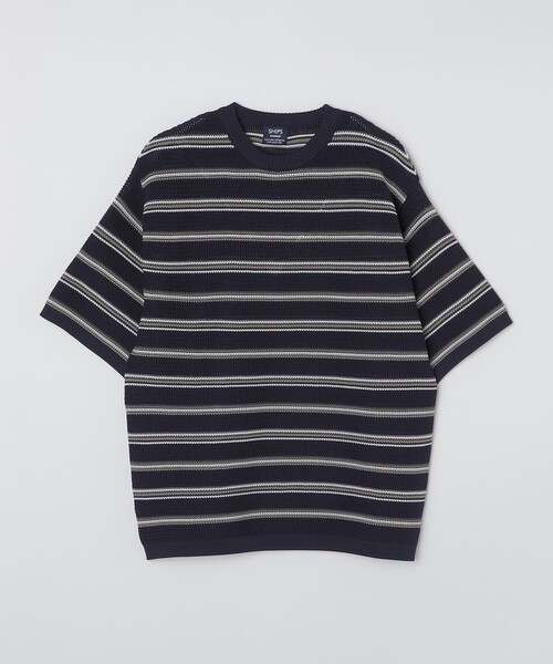 SHIPS(シップス)の「SHIPS:〈手洗い可能〉 AMOSSA(R) メッシュ ボーダー ニット Tシャツ(ニット/セーター・メンズ・ホワイト/ライトグレー/ネイビー・SMALL/MEDIUM/LARGE/X-LARGE)」の14枚目の写真