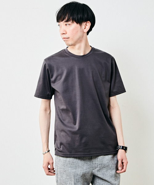 MEN'S MELROSE(メンズメルローズ)の「【WEB限定】ハイゲージスムースクルーネックTシャツ(Tシャツ/カットソー・メンズ・ホワイト/サックスブルー/チャコールグレー/ネイビー/ブラック・2/3/4)」の4枚目の写真
