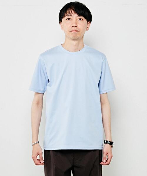 MEN'S MELROSE(メンズメルローズ)の「【WEB限定】ハイゲージスムースクルーネックTシャツ(Tシャツ/カットソー・メンズ・ホワイト/サックスブルー/チャコールグレー/ネイビー/ブラック・2/3/4)」の6枚目の写真