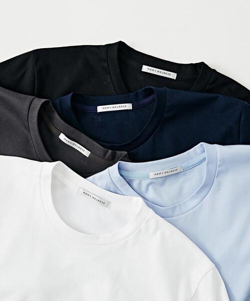 MEN'S MELROSE(メンズメルローズ)の「【WEB限定】ハイゲージスムースクルーネックTシャツ(Tシャツ/カットソー・メンズ・ホワイト/サックスブルー/チャコールグレー/ネイビー/ブラック・2/3/4)」の21枚目の写真