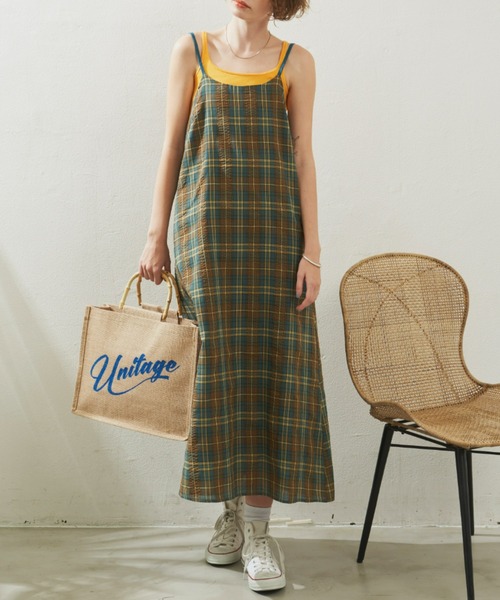 Unitage（ユニテージ）の「バックデザインキャミワンピース（ワンピース・レディース・グリーン/ブラック/アイボリー/その他・FREE）」の5枚目の写真