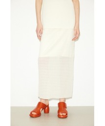 THROW SHEER LATTICE CHECK L/SK シアー ラティスチェック ロングスカート 透け ロングスカート セットアップ可能